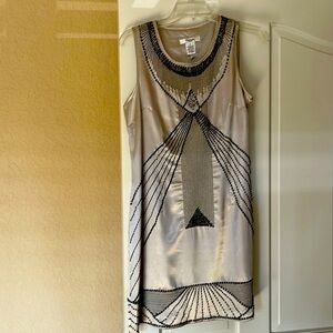Vertigo Paris beautiful beaded beige cocktail dress Small